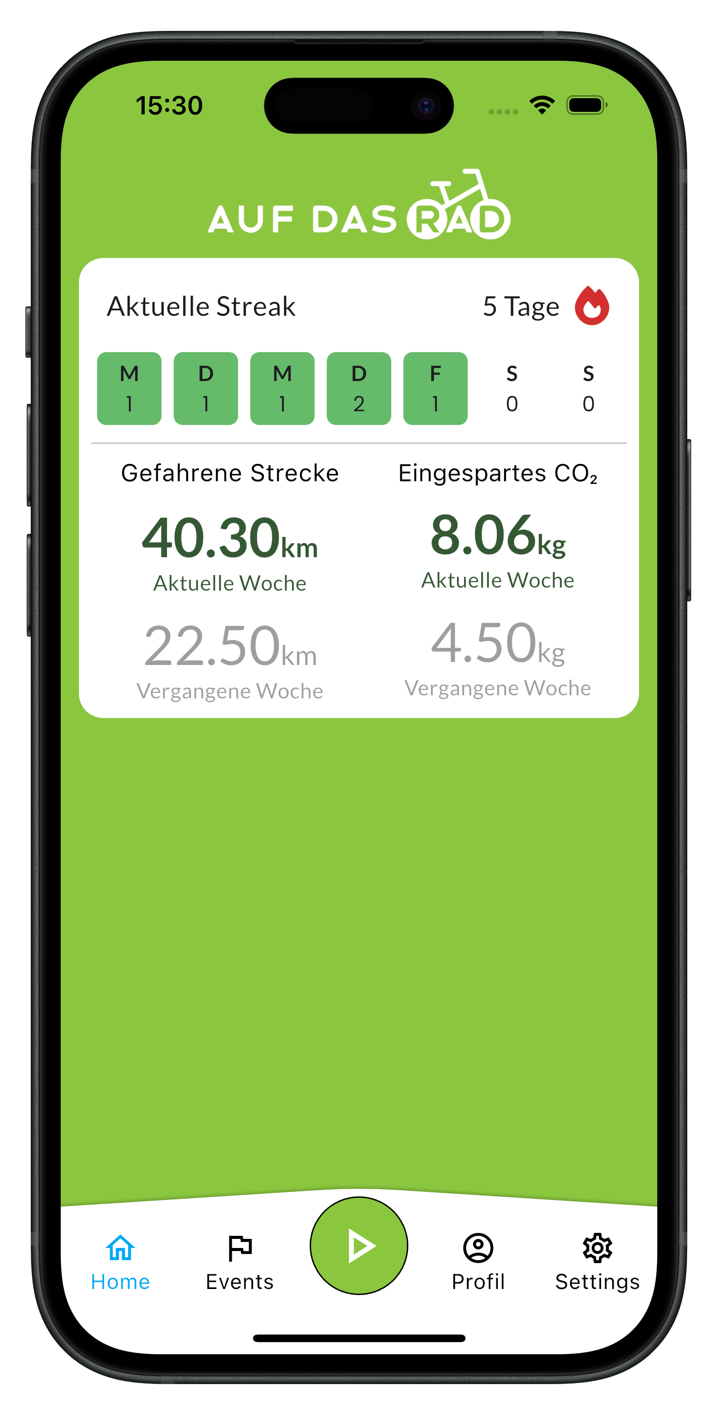 iPhone Mockup der App
